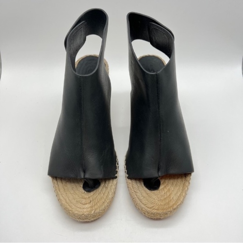 Celine Phoebe black leather espadrilles wedge sandals 11 - Picture 5 of 16